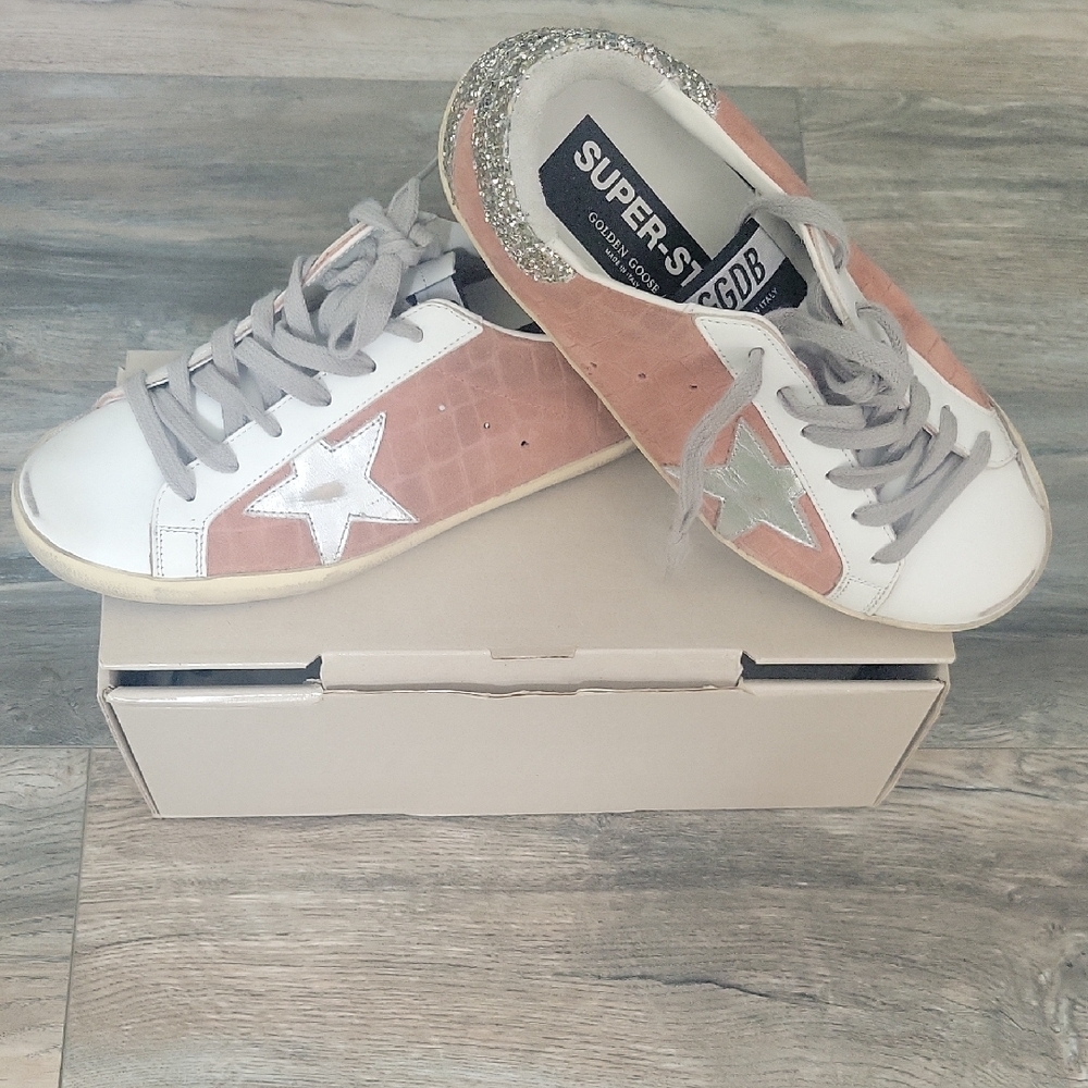 Golden Goose Super- Star Classic Women's Sneakers With Glitter Heels Size 37